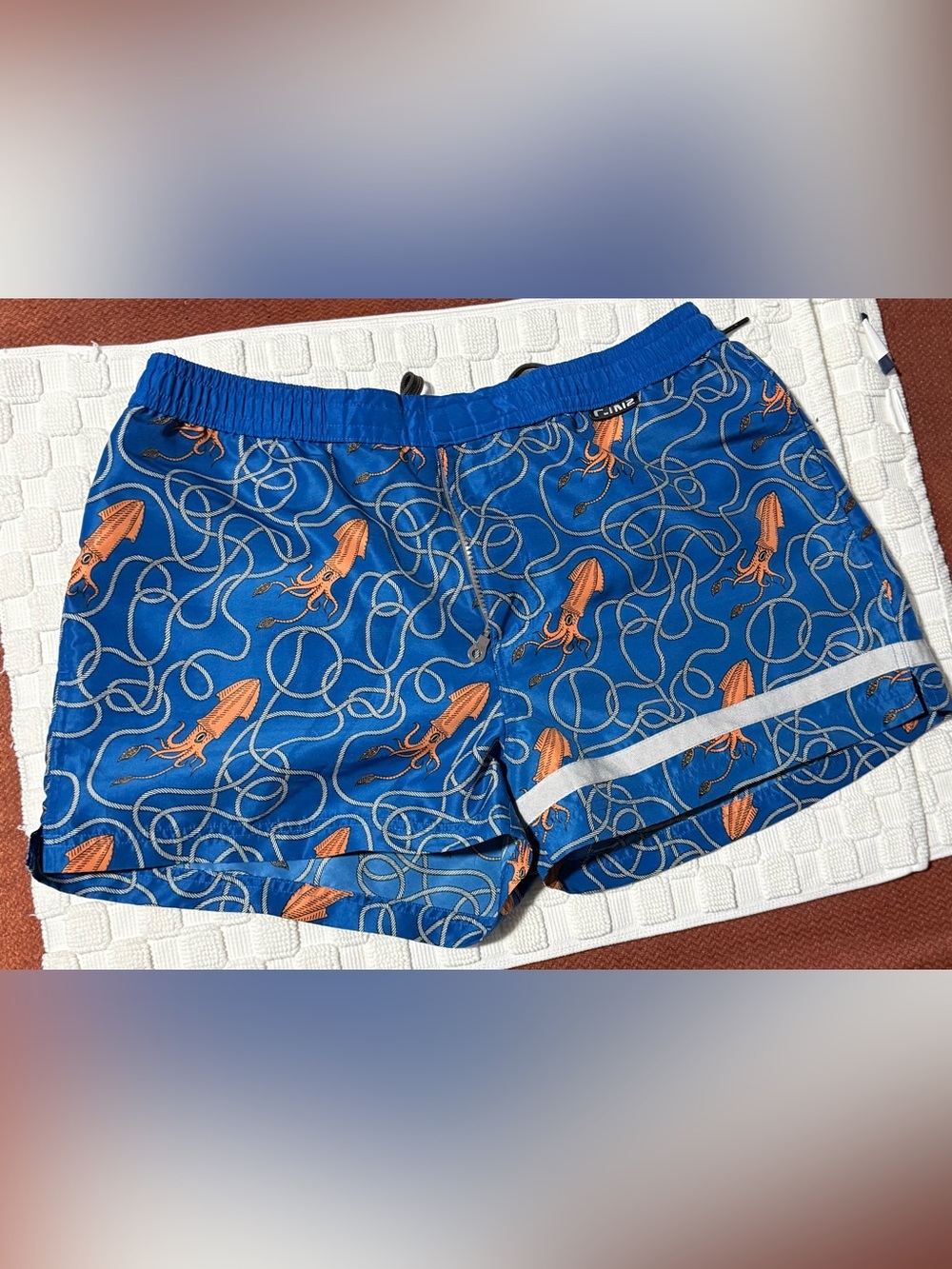 C-IN2 Men's Blue Squid-Print Swim Trunks - Button + Zipper - XL